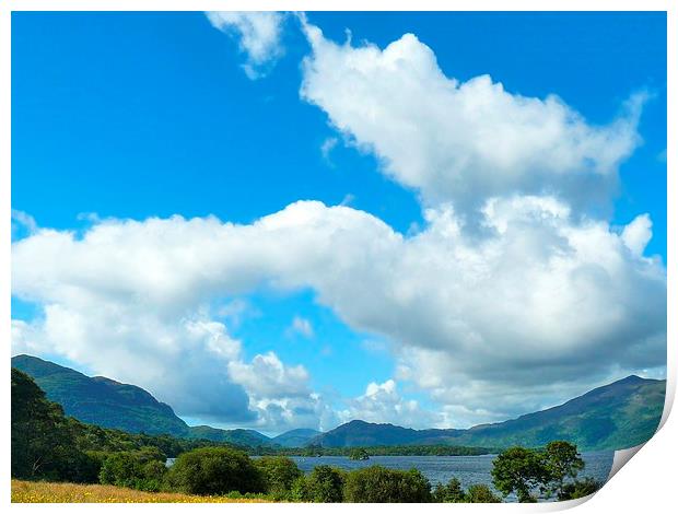 Clouds above Lough Leane Print by Gisela Scheffbuch