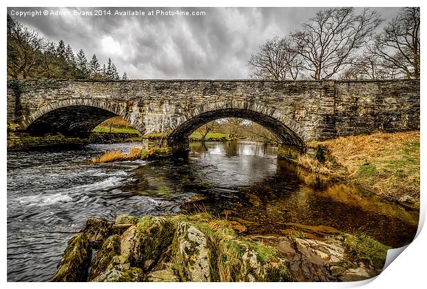 Liugwy Bridge Betws y Coed Wales Print by Adrian Evans