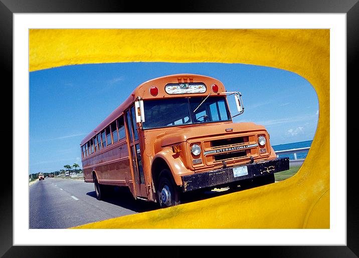  Vintage Cuban Bus Framed Mounted Print by Mavis Roper