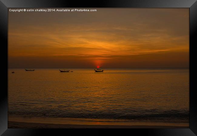 Thailand Beach Sunset Framed Print by colin chalkley