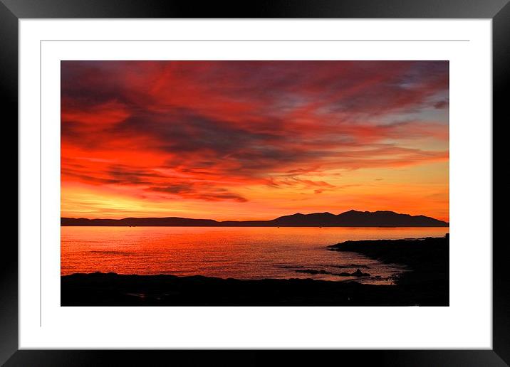 sunsetting over Arran Framed Mounted Print by jane dickie