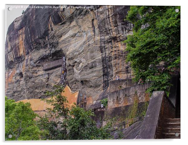 Sigiriya Rock Climbers Acrylic by colin chalkley