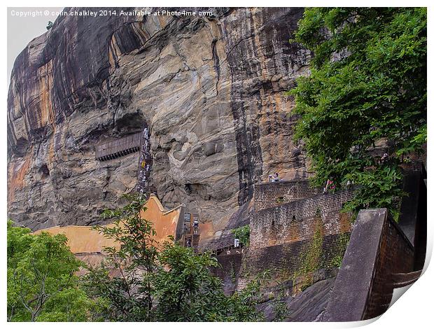 Sigiriya Rock Climbers Print by colin chalkley