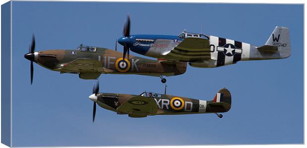 Spitfire Hurricane and Mustang Canvas Print by Oxon Images