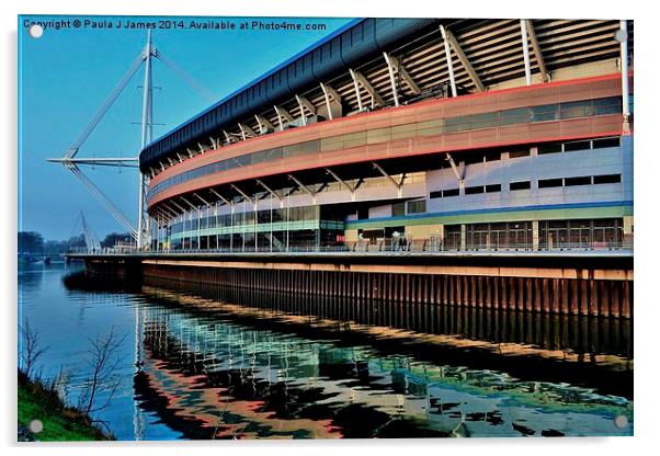 Millennium Stadium Acrylic by Paula J James