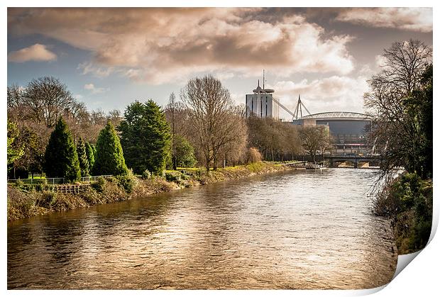 Storm over the Taff, Cardiff, Wales, UK Print by Mark Llewellyn