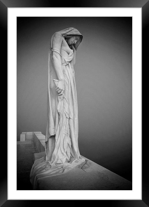 Statue in the mist Framed Mounted Print by David Hare