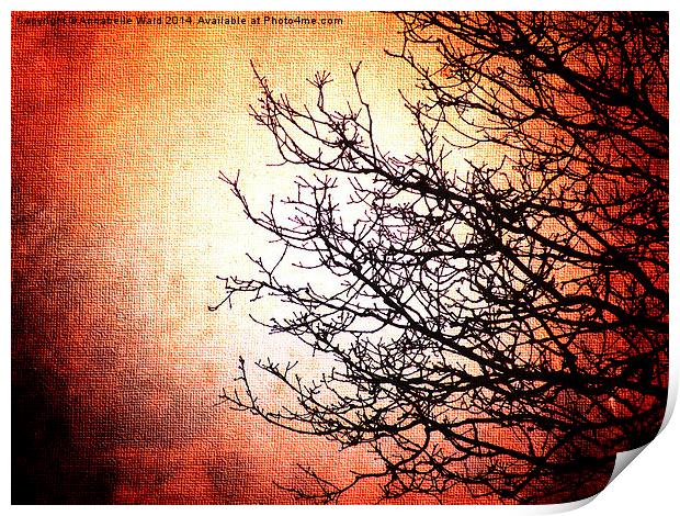 Red and Dead Branches Print by Annabelle Ward