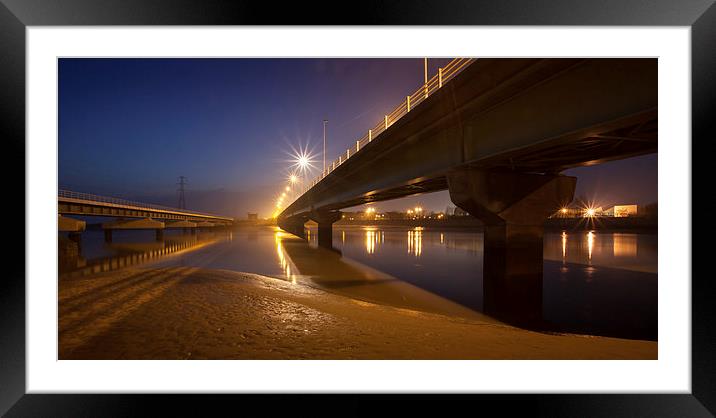 Loughor road and rail bridges Framed Mounted Print by Leighton Collins