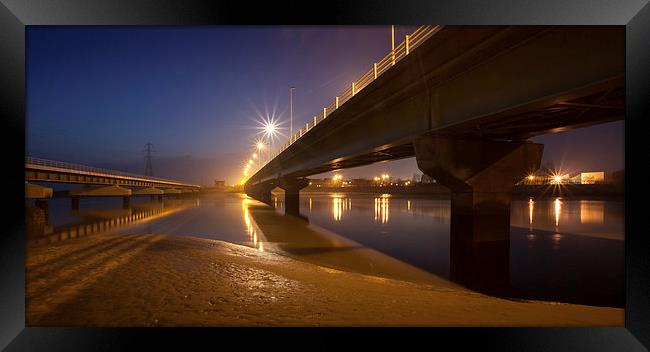 Loughor road and rail bridges Framed Print by Leighton Collins
