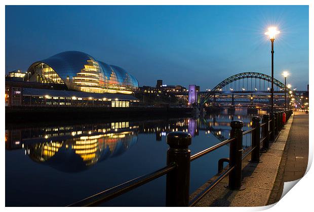 Newcastle Quayside at Night Print by Michael Ross