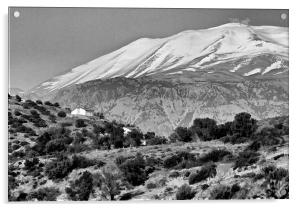Cretan landscape 1bw Acrylic by Rod Ohlsson
