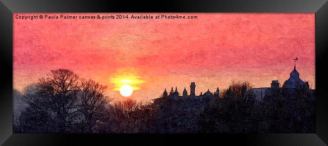 Clevedon Hall Estate sunset Framed Print by Paula Palmer canvas
