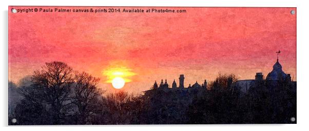 Clevedon Hall Estate sunset Acrylic by Paula Palmer canvas