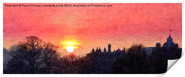 Clevedon Hall Estate sunset Print by Paula Palmer canvas