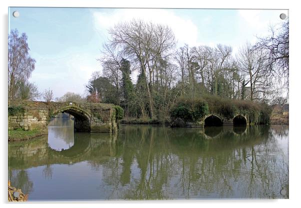 Remains of Old Bridge Warwick Acrylic by Tony Murtagh