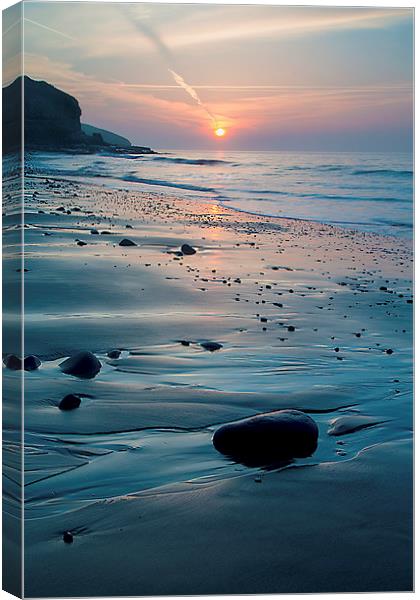 Amroth Beach Spring Sunrise Canvas Print by Simon West