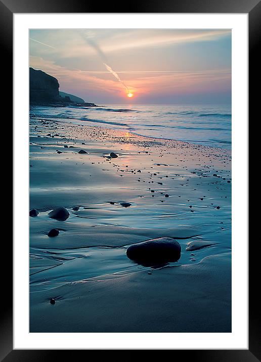 Amroth Beach Spring Sunrise Framed Mounted Print by Simon West