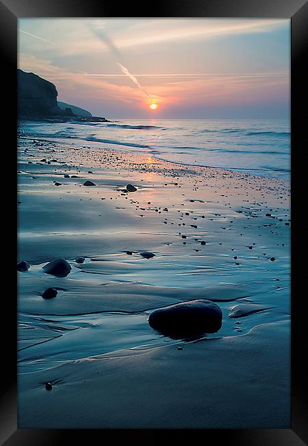 Amroth Beach Spring Sunrise Framed Print by Simon West