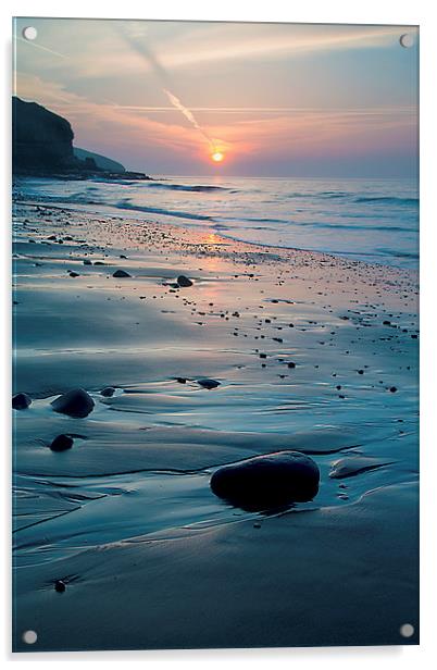 Amroth Beach Spring Sunrise Acrylic by Simon West