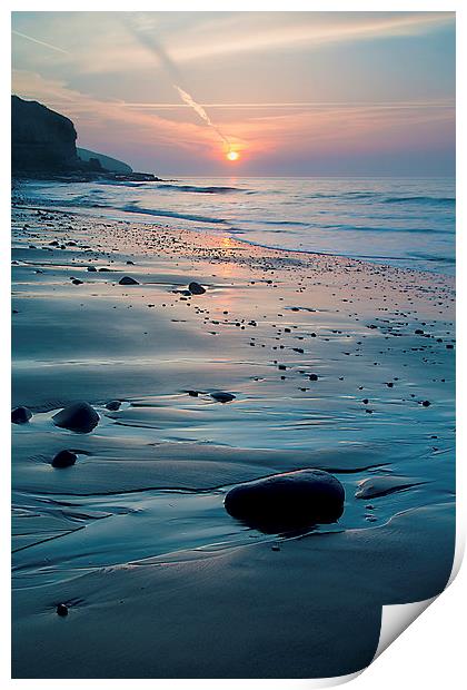 Amroth Beach Spring Sunrise Print by Simon West