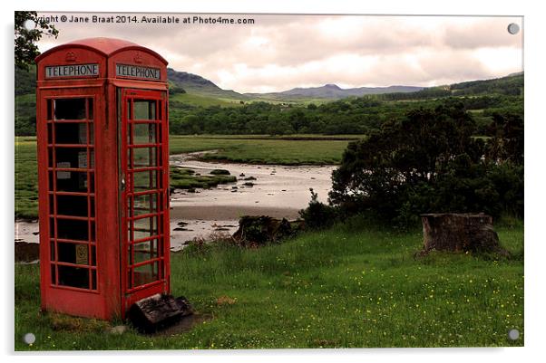 Phone Box on the West Coast Acrylic by Jane Braat