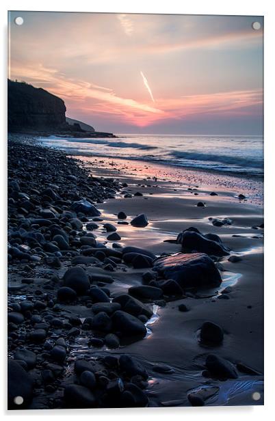 Amroth Beach Sunrise Acrylic by Simon West