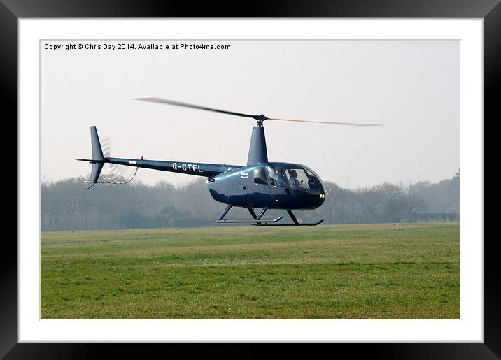 R44 Raven Helicopter Framed Mounted Print by Chris Day