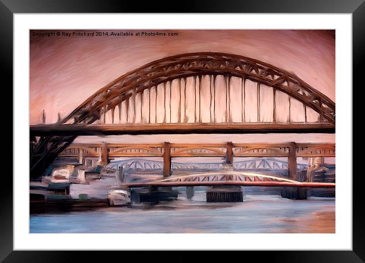 River Tyne Paintover Framed Mounted Print by Ray Pritchard