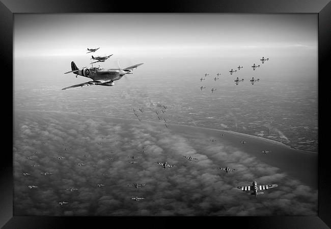 D-Day Operation Mallard black and white version Framed Print by Gary Eason