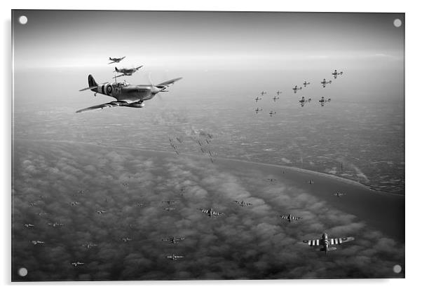 D-Day Operation Mallard black and white version Acrylic by Gary Eason