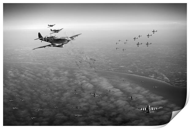 D-Day Operation Mallard black and white version Print by Gary Eason