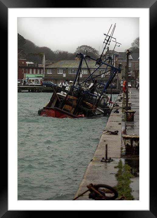 sunken boat in harbour Framed Mounted Print by jon betts