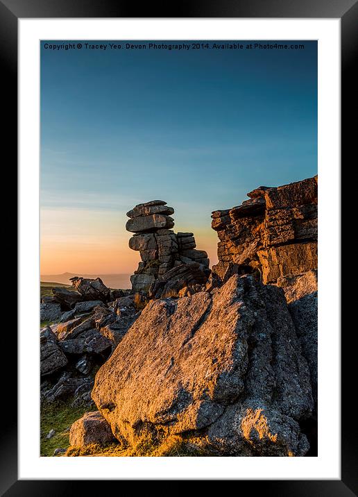 Golden Staple Tor Framed Mounted Print by Tracey Yeo