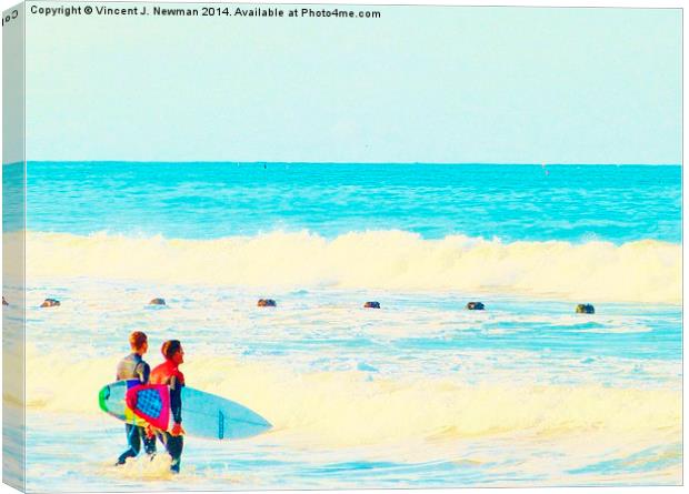 Ready To Surf Canvas Print by Vincent J. Newman