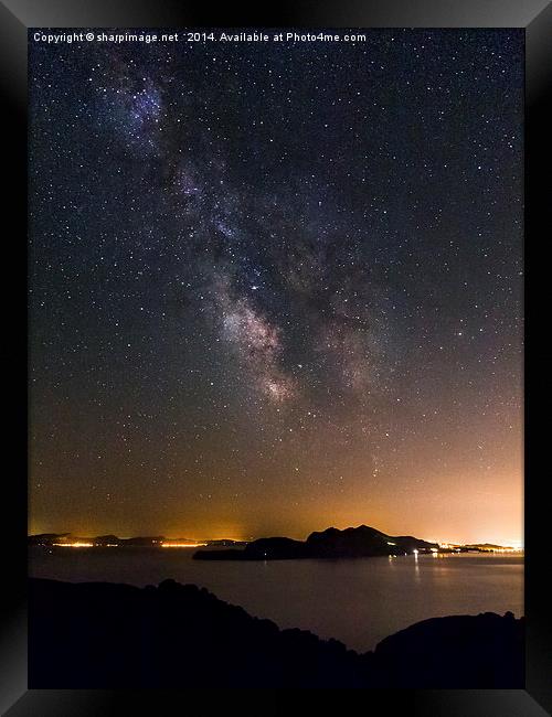 Milky Way over Mallorca Framed Print by Sharpimage NET