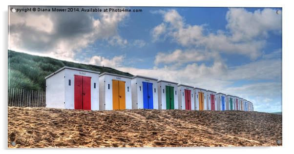 Woolacombe  Beach Huts Acrylic by Diana Mower