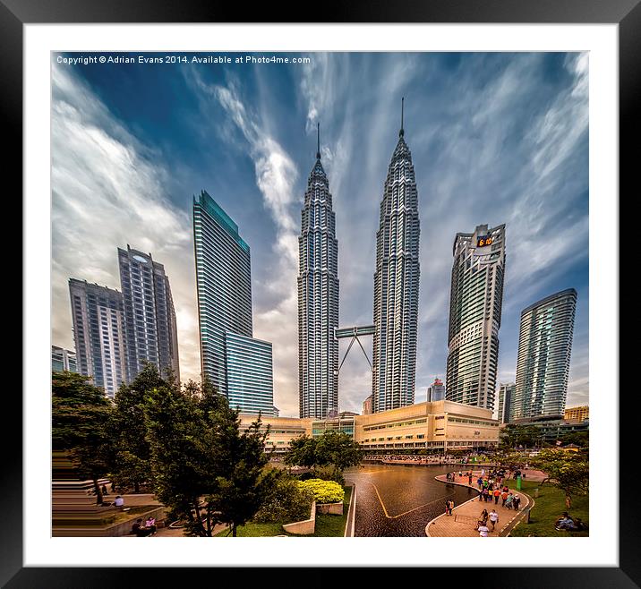 Twin Towers Kuala Lumpur  Framed Mounted Print by Adrian Evans