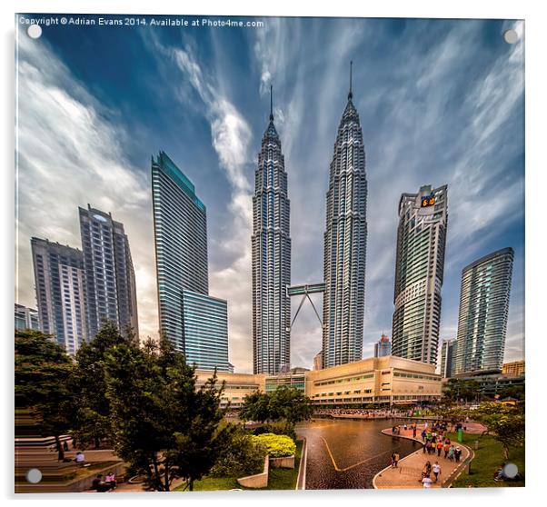 Twin Towers Kuala Lumpur  Acrylic by Adrian Evans