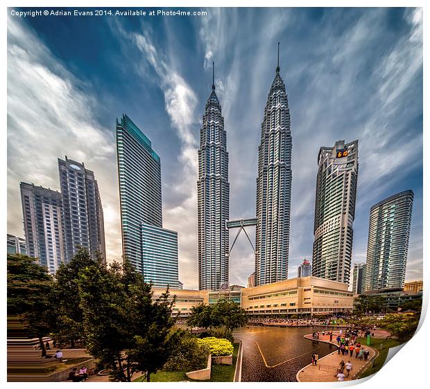 Twin Towers Kuala Lumpur  Print by Adrian Evans