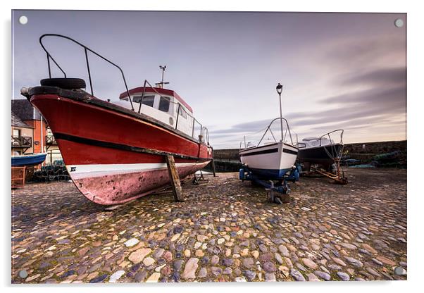 Boats on Dunbar Harbour Acrylic by Keith Thorburn EFIAP/b