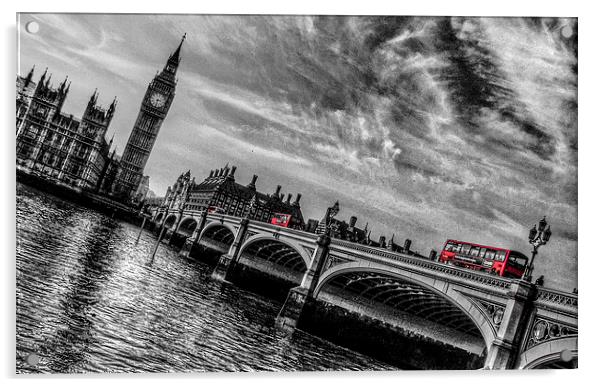 Three Red London Buses Acrylic by Scott Anderson