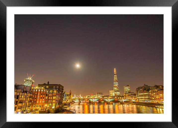 London by night Framed Mounted Print by Marina Otto