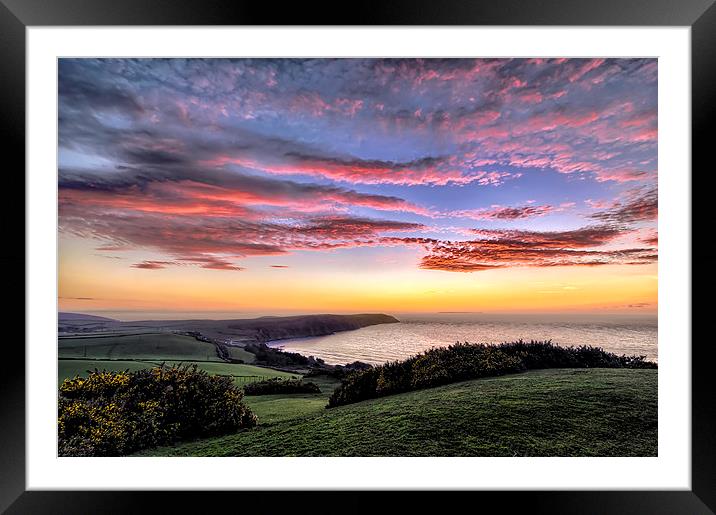 Baggy Point sunset Framed Mounted Print by Dave Wilkinson North Devon Ph