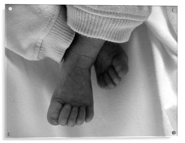 Nephews Feet Acrylic by Elaine Davis