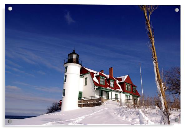 Winter Lighthouse Acrylic by Ian Pettman