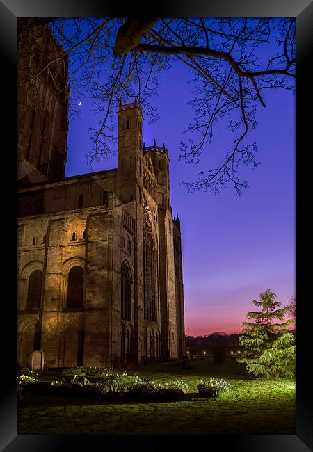 Durham Cathderal early night sky Framed Print by Kevin Tate