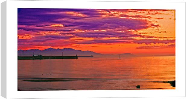 sunsetting over Arran Canvas Print by jane dickie