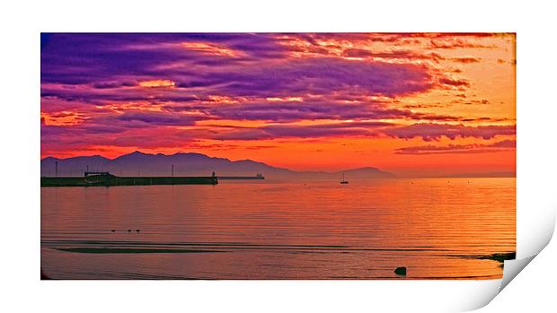 sunsetting over Arran Print by jane dickie