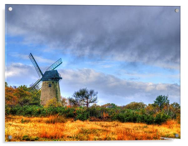 Bidston Windmill Acrylic by Sue Thomas